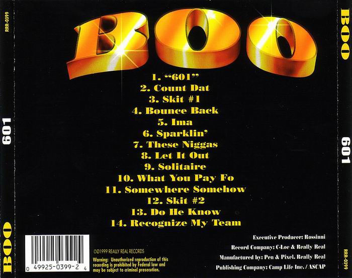 601 by Boo (CD 1999 Really Real Records) in Jackson | Rap - The Good Ol ...