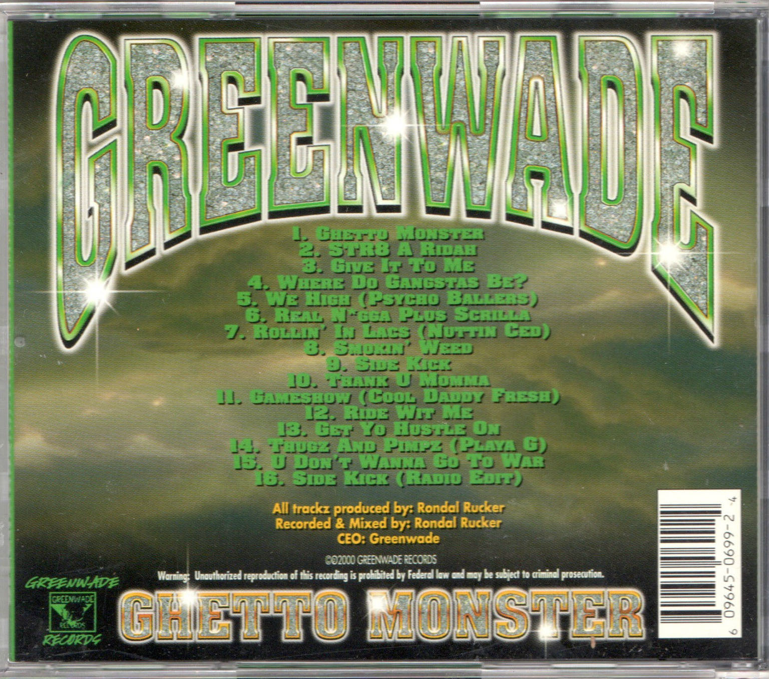 Ghetto Monster by Greenwade (CD 2000 Greenwade Records) in 
