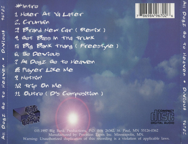 All Dogz Go To Heaven by D-Viou$ (CD 1997 Big Bank Productions) in 