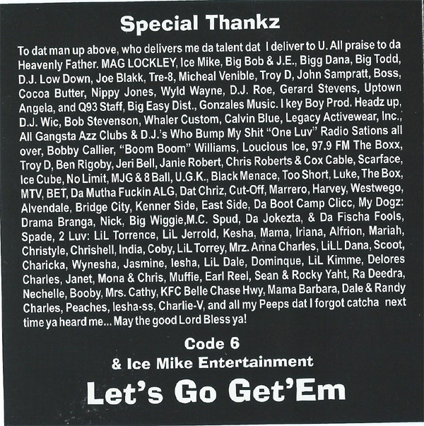 Let's Go Get'Em by Code 6 (CD 1998 Ice Mike Entertainment) in New ...