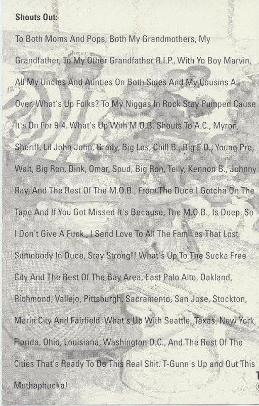 Money Over Bitchez by T-Gunn (Tape 1994 Trigga-Happy Records) in 