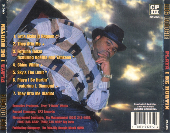 Playa I Be Hurtin by Big Boogie (CD 2000 CP3 Records) in New 
