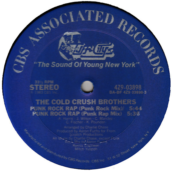 Punk Rock Rap by The Cold Crush Brothers (Vinyl 1983 CBS Associated ...